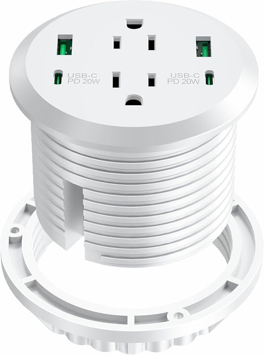 Desktop Power Grommet, 40W Fast Charging Station, 2 AC Outlets, 4 USB Ports by Jgstkcity