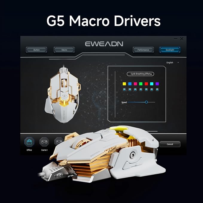 EWEADN G5 Wired Gaming Mouse, Ergonomic RGB Computer Mouse, 12800 Adjustable DPI - Image 3