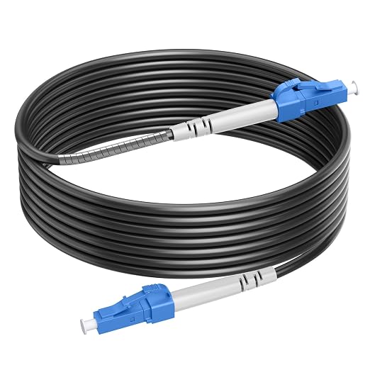 30 Feet Outdoor Simplex Fiber Optic Cable, OS2 LC to LC Single Mode Fiber Patch by RamboCables