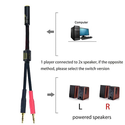 Arklove 25ft Shielded 1/8" aux Input 3.5mm Female to 2X 3.5 Output Splitter - Image 3
