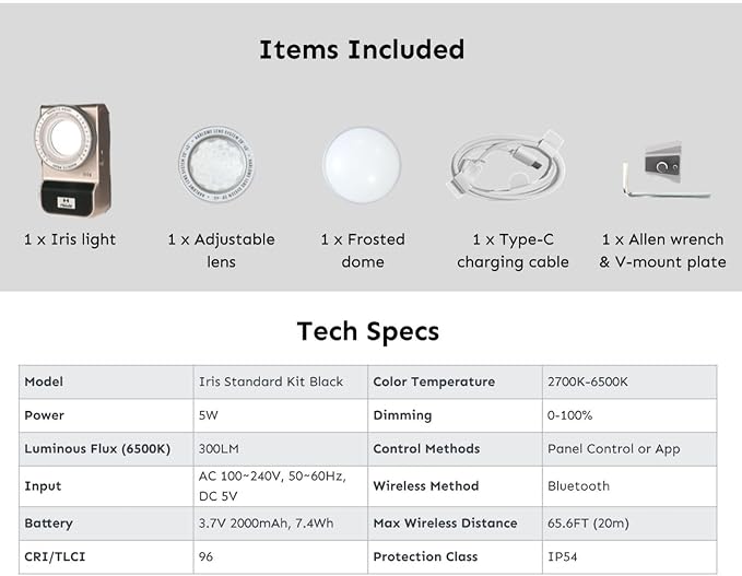 Harlowe Iris Content Creator Lighting Kit Portable 5W Bi-Color Camera Light - Image 8