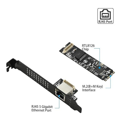 IO CREST M.2 M-Key PCI-e 3.0 Interface Single Port 5.0 Gigabit Ethernet Modules - Image 3