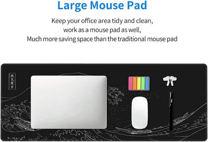 Japanese Gaming Mouse Pad Black Mouse Pad Kanagawa Large Mousepad Non-Slip - Image 4