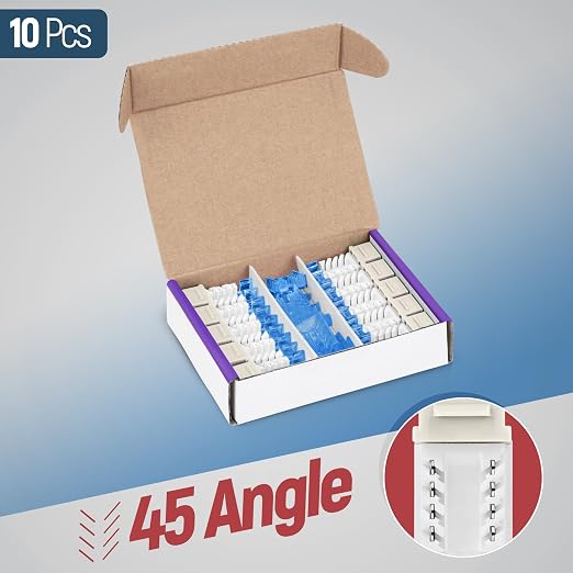 Everest 45° Angled RJ45 Cat5e Keystone Jacks 10-Pack in Light Almond - Image 2
