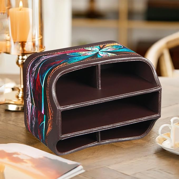 Fanousy 360° Rotating Remote Control Holder, PU Leather TV Remote Caddy - Image 3