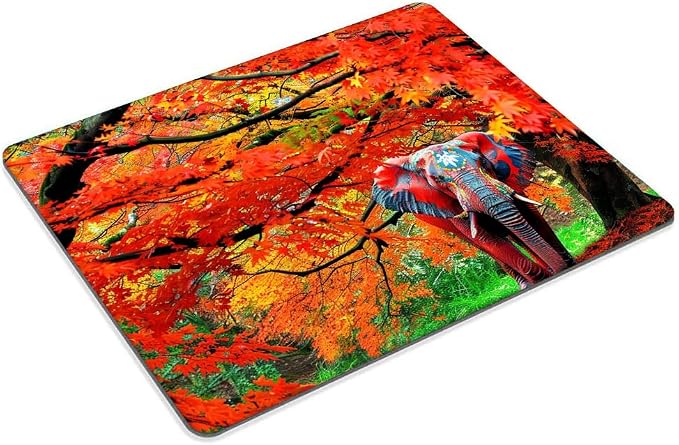 Square Mouse Pad Natural Trees and Elephants-1, Gaming Mouse Pads - Image 2