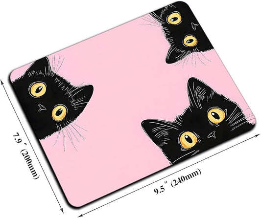 Mouse Pad, Cute Pink Black Cats Mouse Pads - Image 2