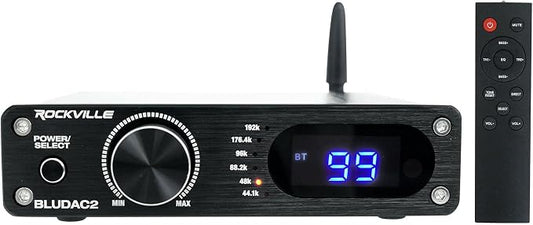 Rockville BLUDAC2B 75W x 2 Hi-Res 192K DAC Amplifier Home Bluetooth Receiver by Rockville