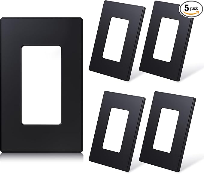 ELEGRP Matte Black 1-Gang Screwless Decorative Wall Plates, Standard Size by ELEGRP%7CELEGROUP