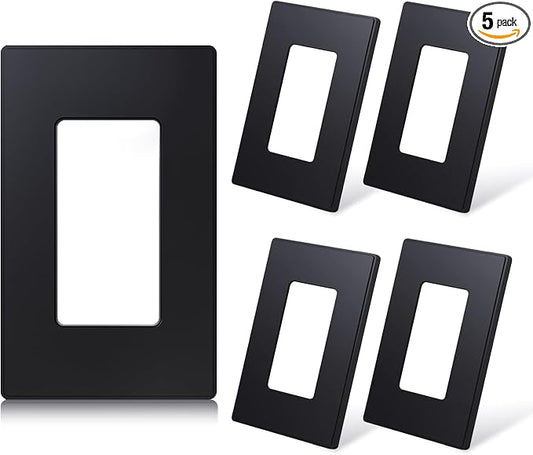ELEGRP Matte Black 1-Gang Screwless Decorative Wall Plates, Standard Size by ELEGRP%7CELEGROUP