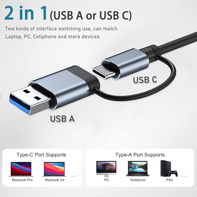USB Hub 3.0 with 4 Ports, VIENON Aluminum USB C to USB 3.0 Hub USB Splitter - Image 4