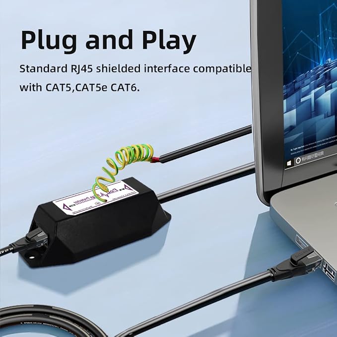 Gigabit PoE+ Ethernet Surge Protector 10KV Lightning Suppressor LAN Network - Image 7