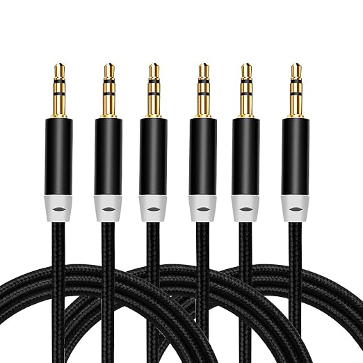 3.5mm Nylon Braided Stereo Audio Cable, 4.9ft/1.5m Male to Male Aux Cord Audio by Faoyliye