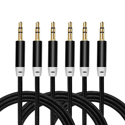 3.5mm Nylon Braided Stereo Audio Cable, 4.9ft/1.5m Male to Male Aux Cord Audio by Faoyliye