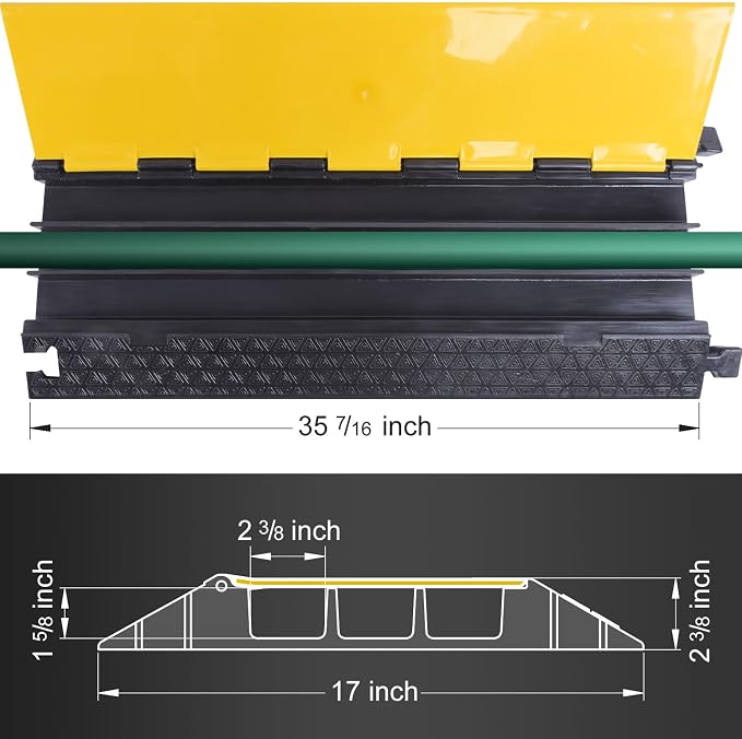 Rubber Cable Protector Ramp, Heavy Floor Cable Wire Cord Cover Speed Bumps - Image 4