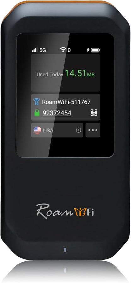 RoamWiFi 5G Mobile Hotspot WiFi6-4nm Chip | 10GB US/CA/MX + 1GB Global Internet by RoamFi