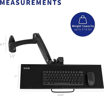 VIVO Sit-Stand 24 Inch Pneumatic Spring Keyboard and Mouse Tray Wall Mount - Image 3