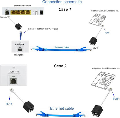 Phone Jack to Ethernet Cable Adapter, RJ45 8P8C Female to RJ11 6P4C Male - Image 3