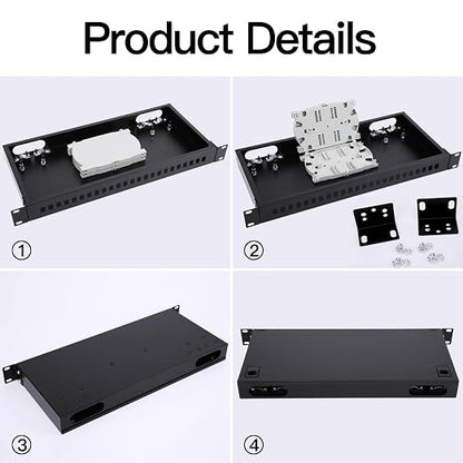19" Rack Mount Enclosure Fiber Optic Box Fits Racks Cabinet 1U LGX Loaded Patch - Image 3
