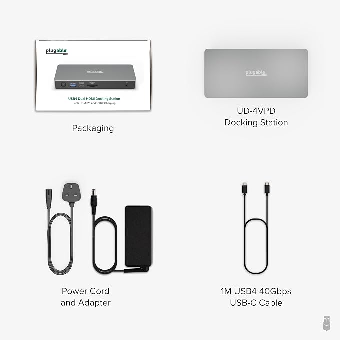 Plugable USB C Docking Station Dual Monitor, USB4 40G 100W Laptop Charging Dock - Image 6