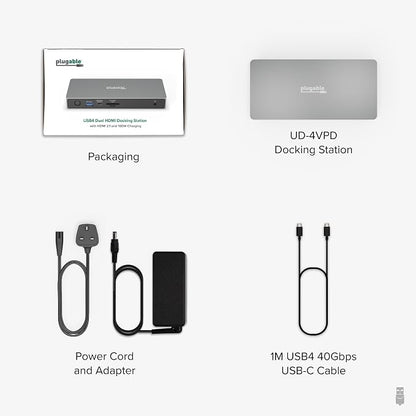 Plugable USB C Docking Station Dual Monitor, USB4 40G 100W Laptop Charging Dock - Image 6