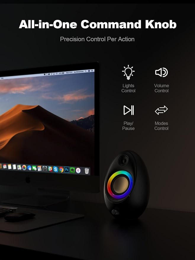 Bluedee Computer Speakers for Desktop PC, Dynamic RGB Light USB Speaker - Image 3