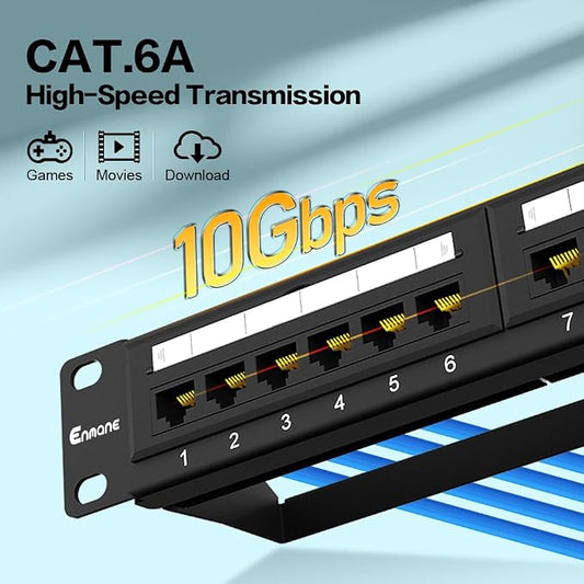 24 Port Patch Panel CAT6A Rack Mount 19inch Ethernet Patch Panel Punch Down - Image 2