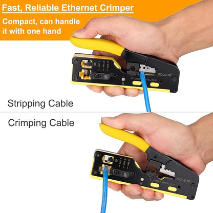 Solsop Pass Through RJ45 Crimp Tool Kit All-in-One Ethernet Crimper Cat7 Cat6 - Image 7