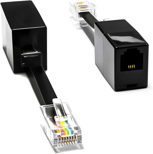 2-Pack RJ11 to RJ45 Adapter Phone Line to Ethernet – RJ11 Female to RJ45 Male by RetailAndBulk