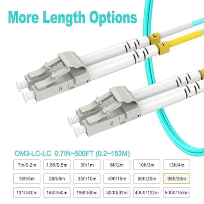 OM3 Fiber LC to LC 30m, Options 7in~500ft, 40GB Fiber Optic Cables LSZH - Image 3