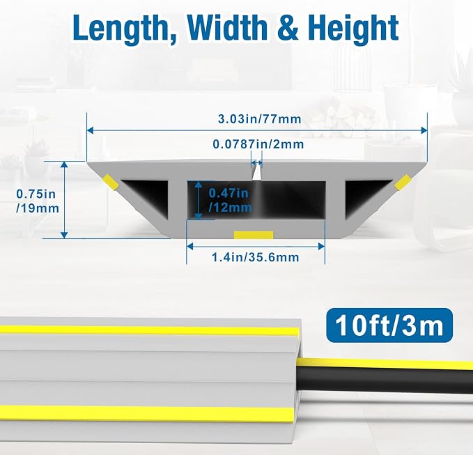 Eapele Floor Cable Cover Protector, Heavy Duty PVC Duct Easy to Unroll - Image 2
