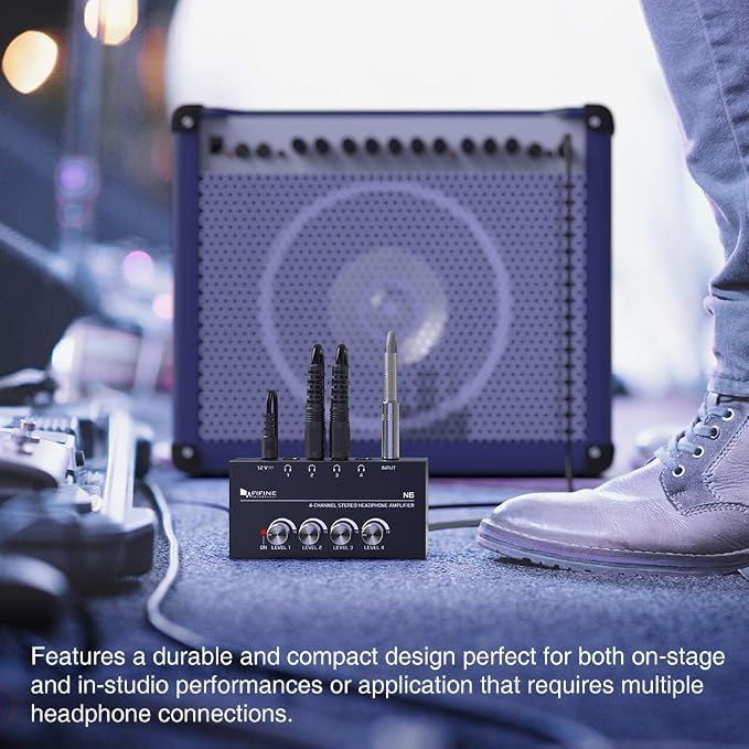 Fifine Headphone Amplifier 4 Channels Metal Stereo Audio Amplifier, Mini - Image 7