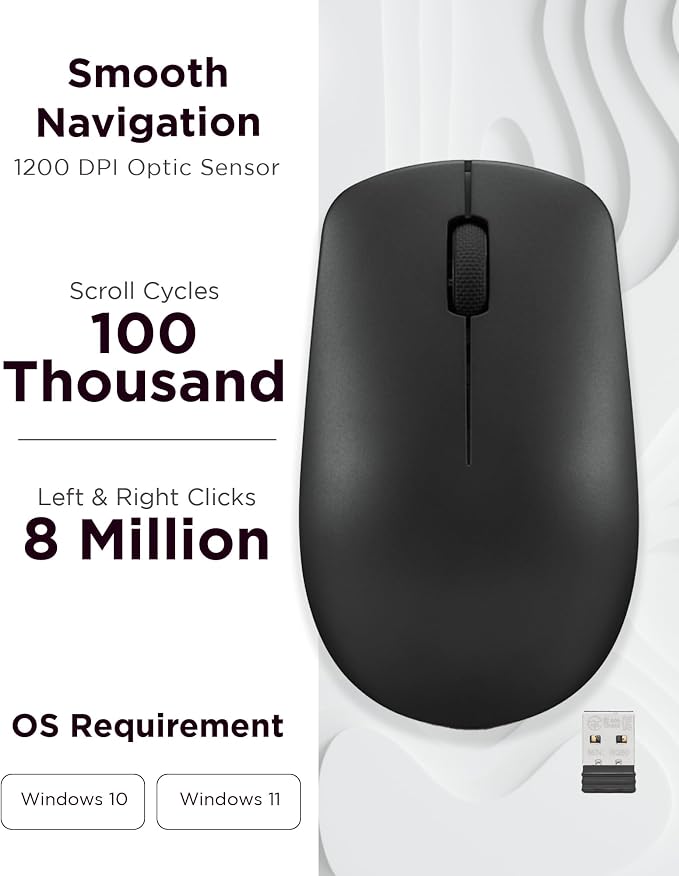 Lenovo 530 Wireless Mouse – Full Size Computer Mouse - Image 3
