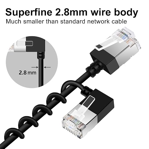 Slim Cat 6 Ethernet Cable 90° Left Angled 3.3 Feet, Ultra Thin & Flexible Rj45 - Image 2