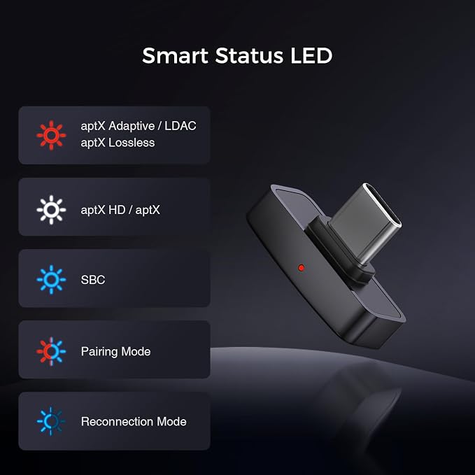 QCC Dongle Pro USB-C Bluetooth Adapter, aptX Lossless&aptX-Adaptive, Low - Image 8