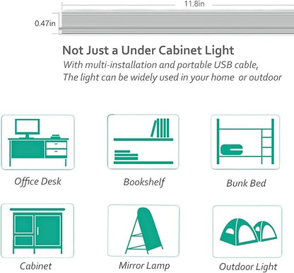 ASOKO Under Cabinet Led Lighting, 12 Inch Light Strip Bar, Cool White 6000K - Image 3