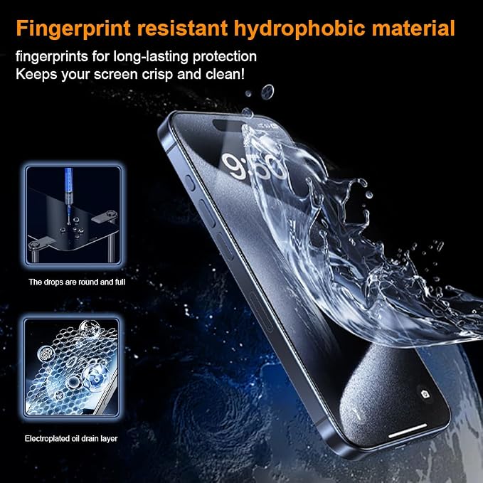 OneFish Screen Protector for Iphone 16 Pro, HD Clarity Tempered Glass Film 9H+ - Image 5