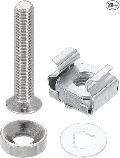 PATIKIL Rack Mount Cage Nut, Carbon Steel Rack Screws Zinc Square Snap-in Cage by PATIKIL