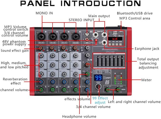 6 Channel Audio Interface DJ Mixer - Image 2