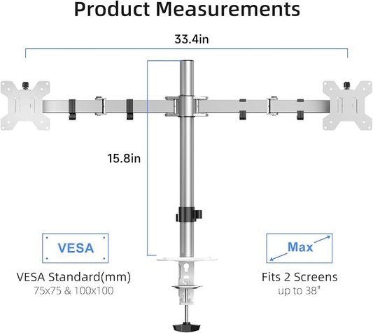 Suptek Dual Monitor Desk Mount, Adjustable Dual Monitor Arm - Image 2