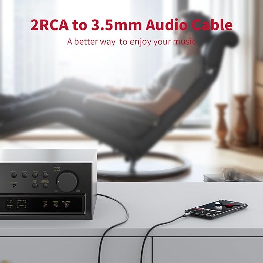 3.5mm to RCA Cable, 3.5 mm 1/8 to RCA 2-Male Headphone Jack Adapter HiFi Sound - Image 2