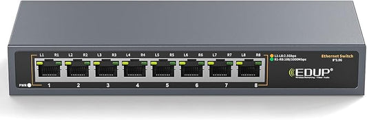 2.5G Ethernet Switch, 8 Ports Multi-Gigabit Ethernet Switch, Plug & Play by EDUP