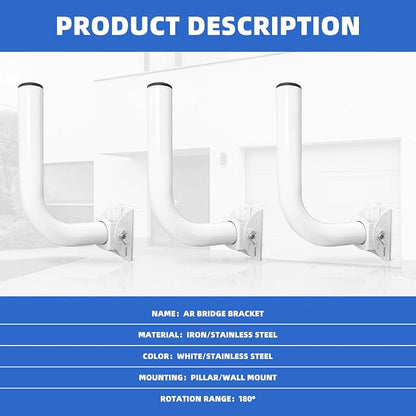 Universal Wireless Bridge Bracket Mount, 3 Pack J Pole Mounts, Adjustable Pole - Image 7