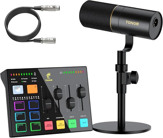 TONOR Audio Interface and Microphone Set, Podcast Equipment Bundle, USB Audio by TONOR