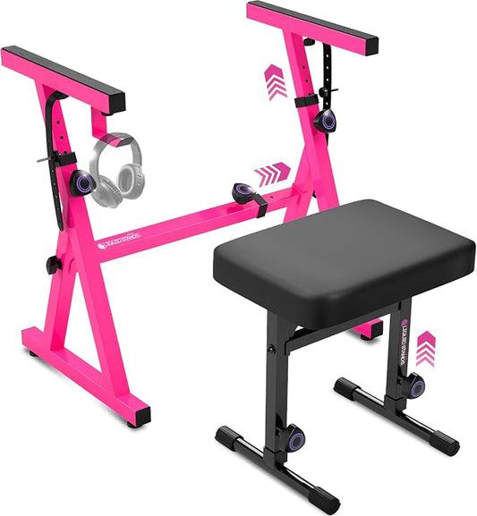 Liquid Stands Pink Portable Heavy Duty Digital Keyboard Stand and Bench Set by LiquidStands