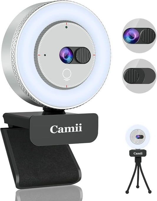 2K Webcam with Light, HD Webcam by Camii