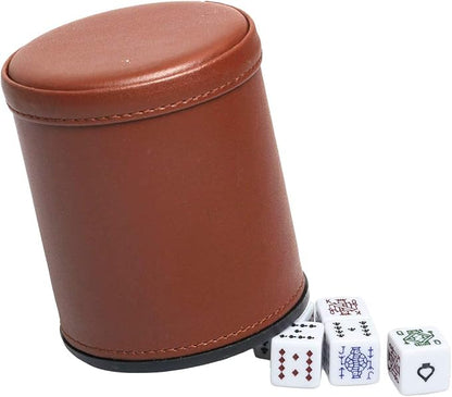 Leatherette Dice Cup with Poker Dice, Felt Lining Quiet Shaker - Image 3