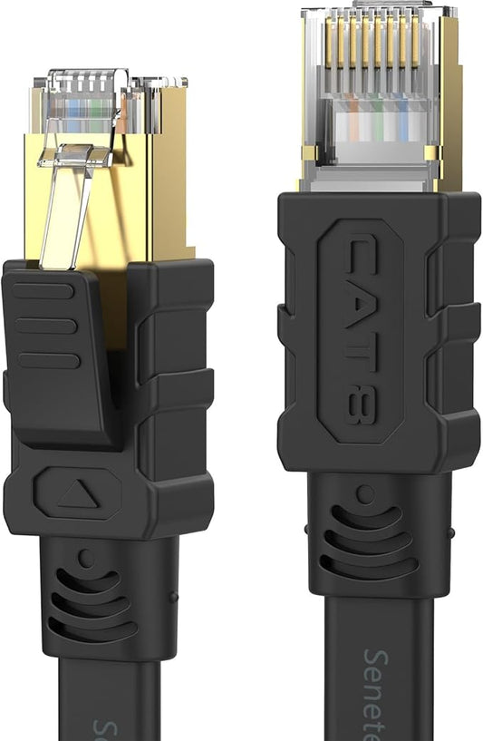 Senetem Cat 8 Ethernet Cable 50FT, High Speed 40Gbps 2000Mhz Flat Internet by Senetem