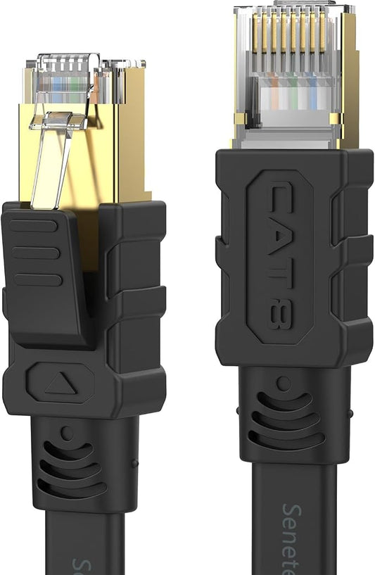 Senetem Cat 8 Ethernet Cable 15FT, High Speed 40Gbps 2000Mhz Flat Internet by Senetem