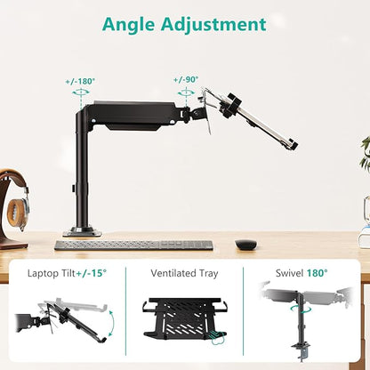 WALI Laptop Tray Desk Mount, Laptop Arm Mount Fits 10-15.6 Inch Notebook - Image 4